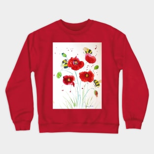 Bumble bees and Poppies Crewneck Sweatshirt